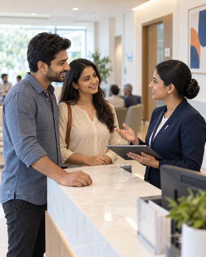 A couple speaking with an Axten care coordinator