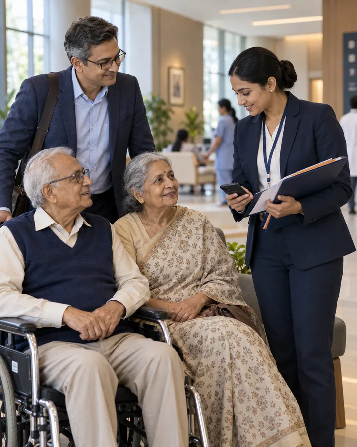 An Axten Care Buddy supporting elderly parents and their family